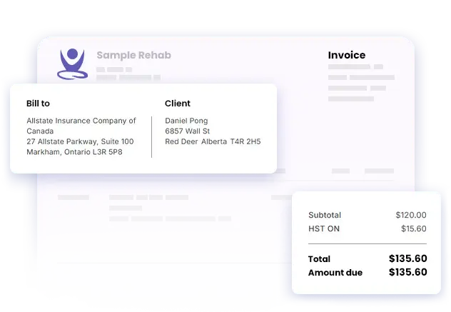 Illustration of an invoice highlighting bill-to, client details, and totals to emphasize billing efficiency